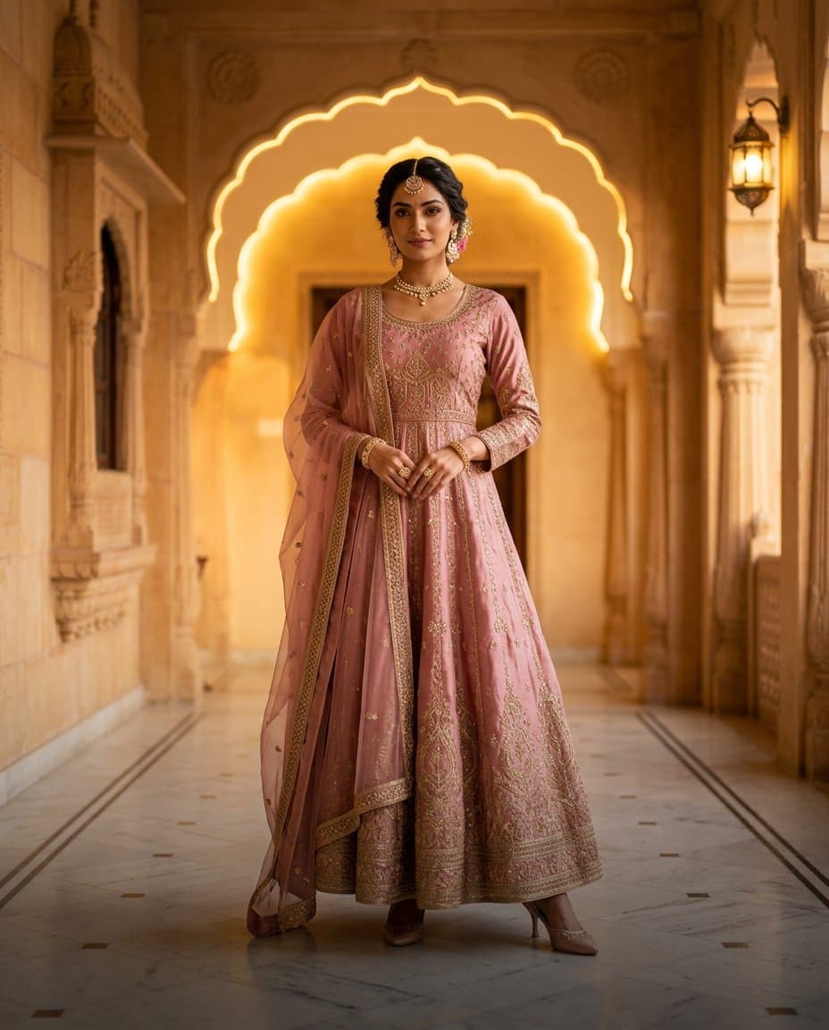 Rose Gold Evening Anarkali — view 2