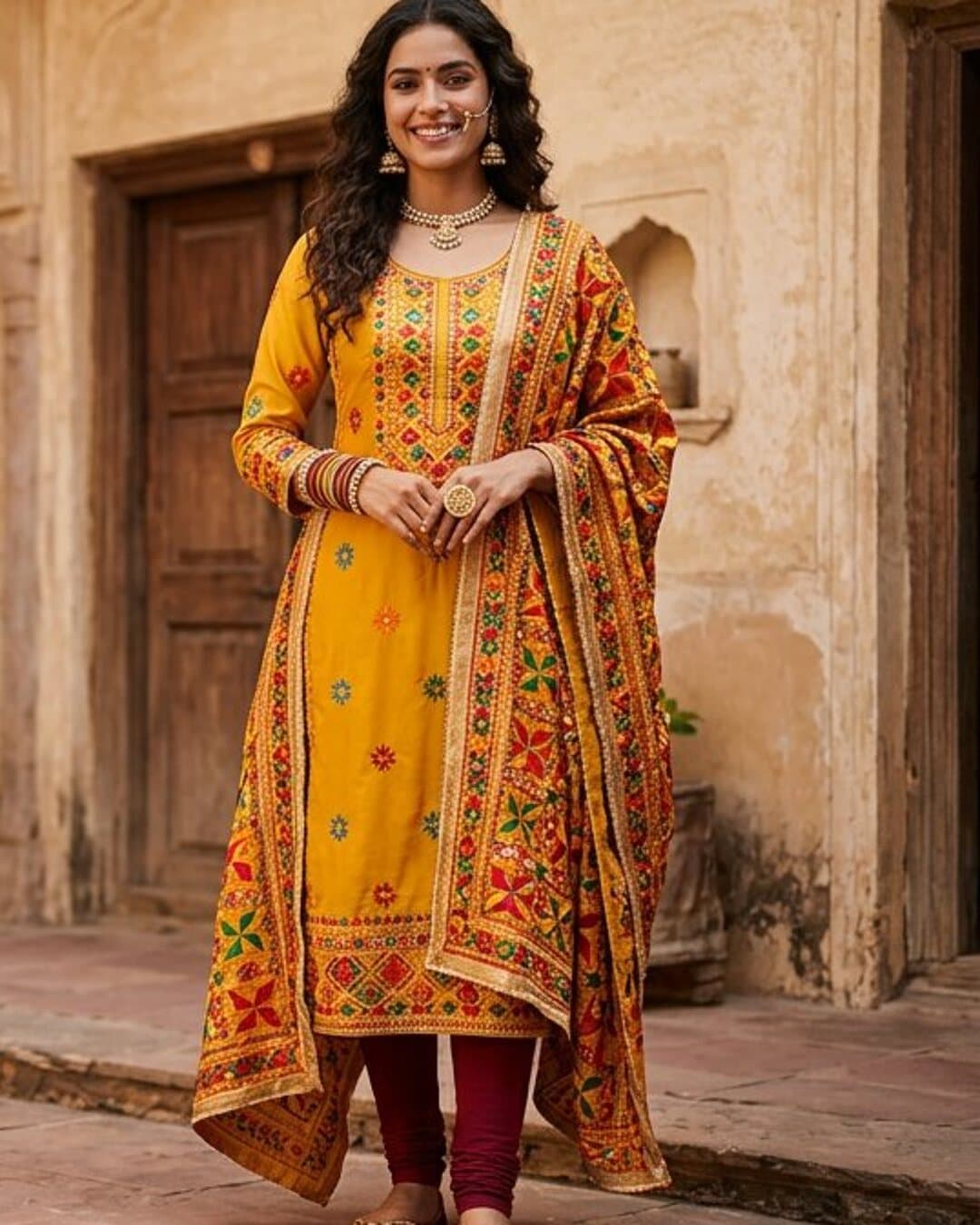 Pink Bandhani Suit — view 2