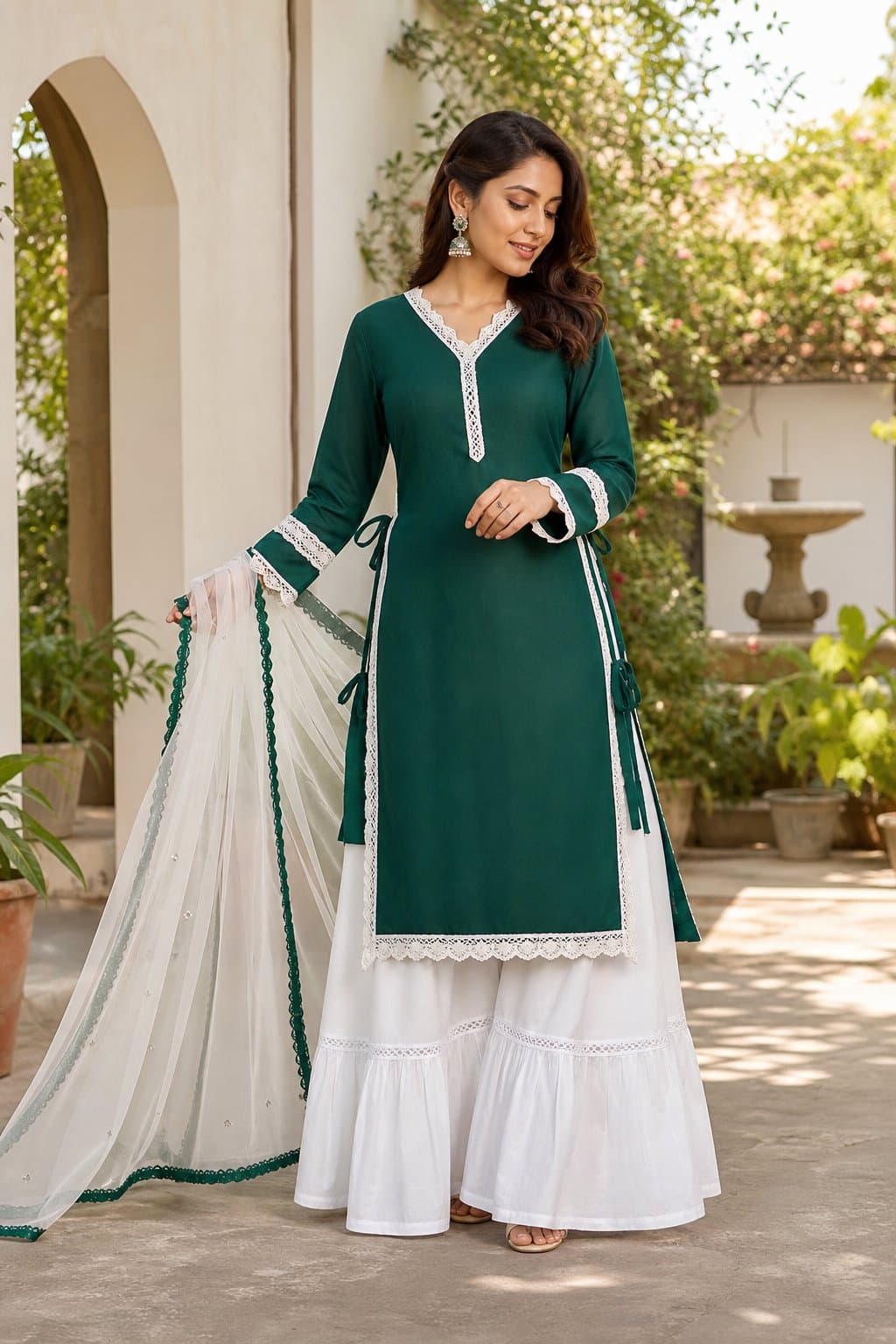 Emerald Bow Detail Sharara Set