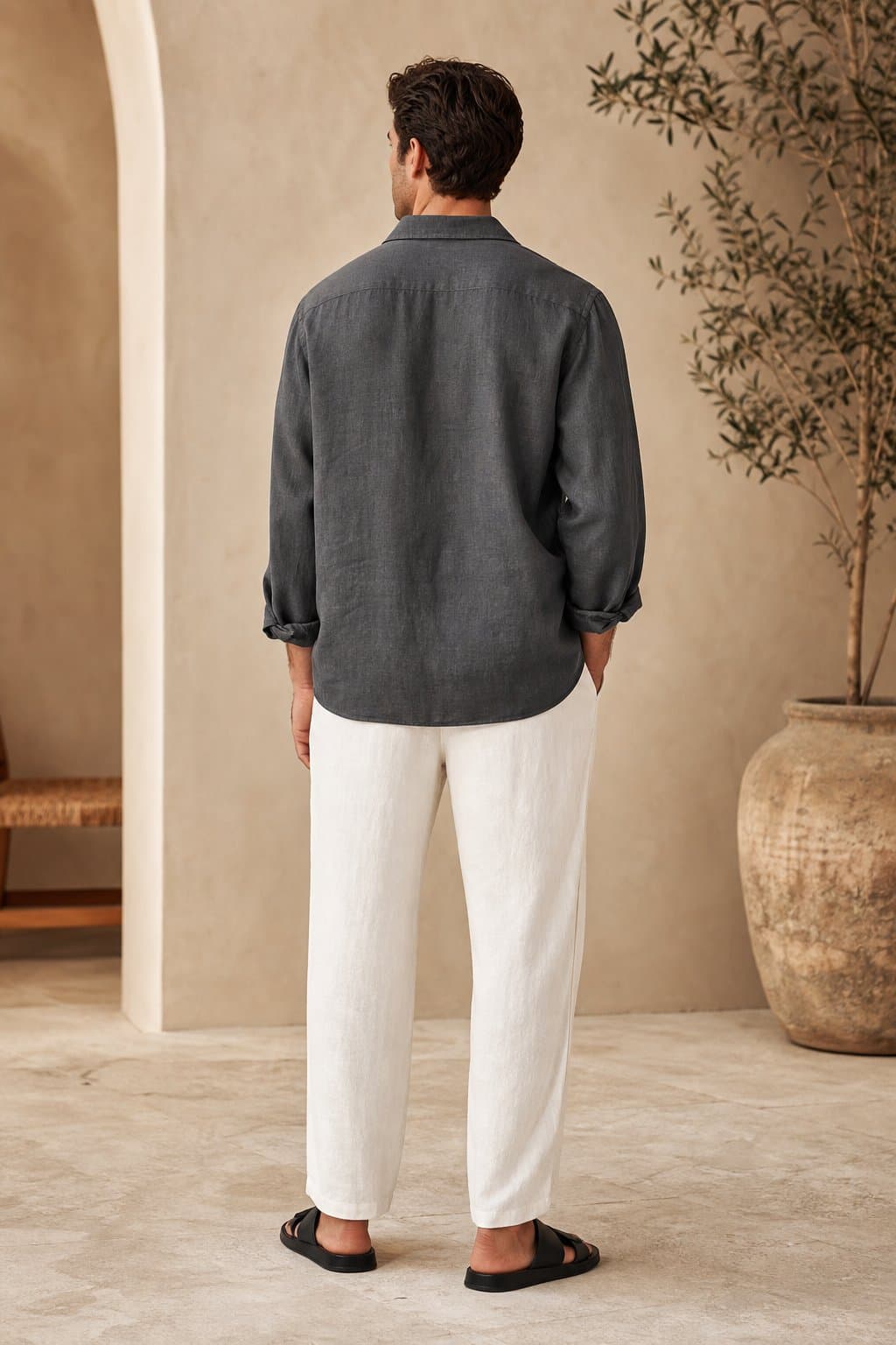 Charcoal Resort Linen Shirt — view 2