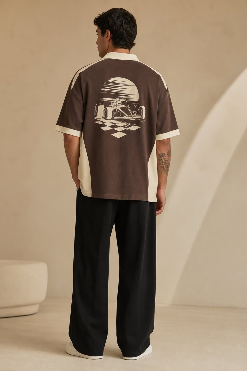 Cocoa Panel Racing Oversized Polo — view 2