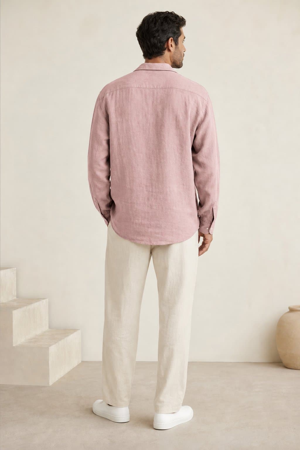 Dusty Pink Resort Linen Shirt — view 2