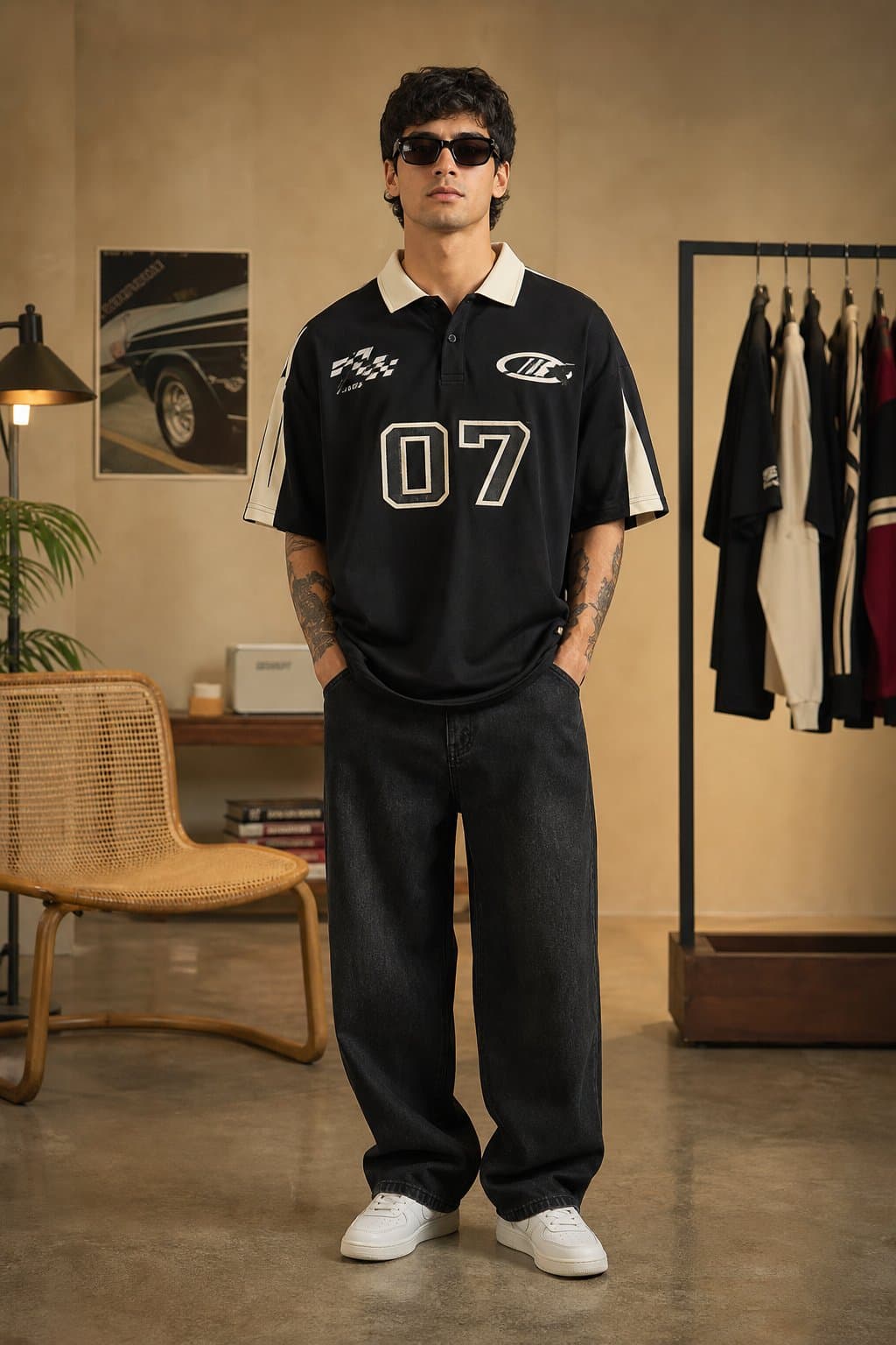 Jet Black Racing Oversized Polo