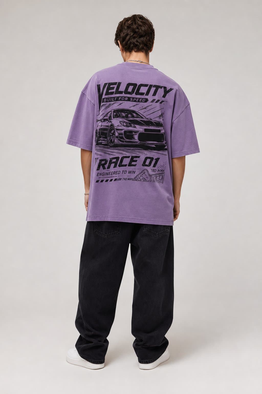 Lavender Speed Graphic Oversized T-Shirt — view 2