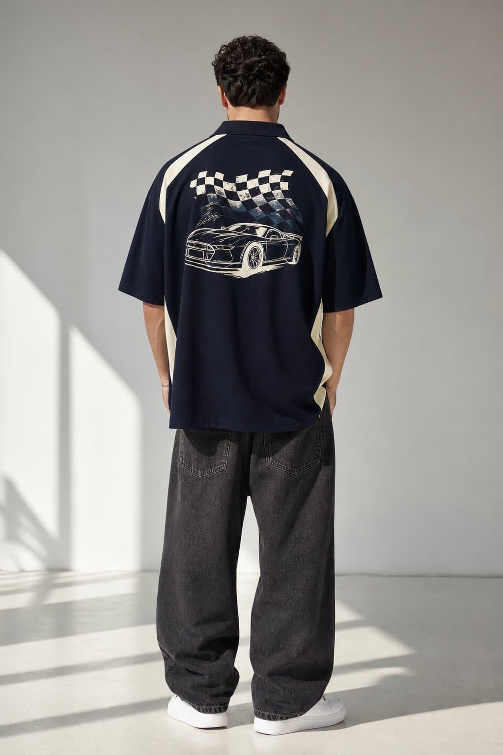 Deep Navy Motorsport Oversized Polo — view 2