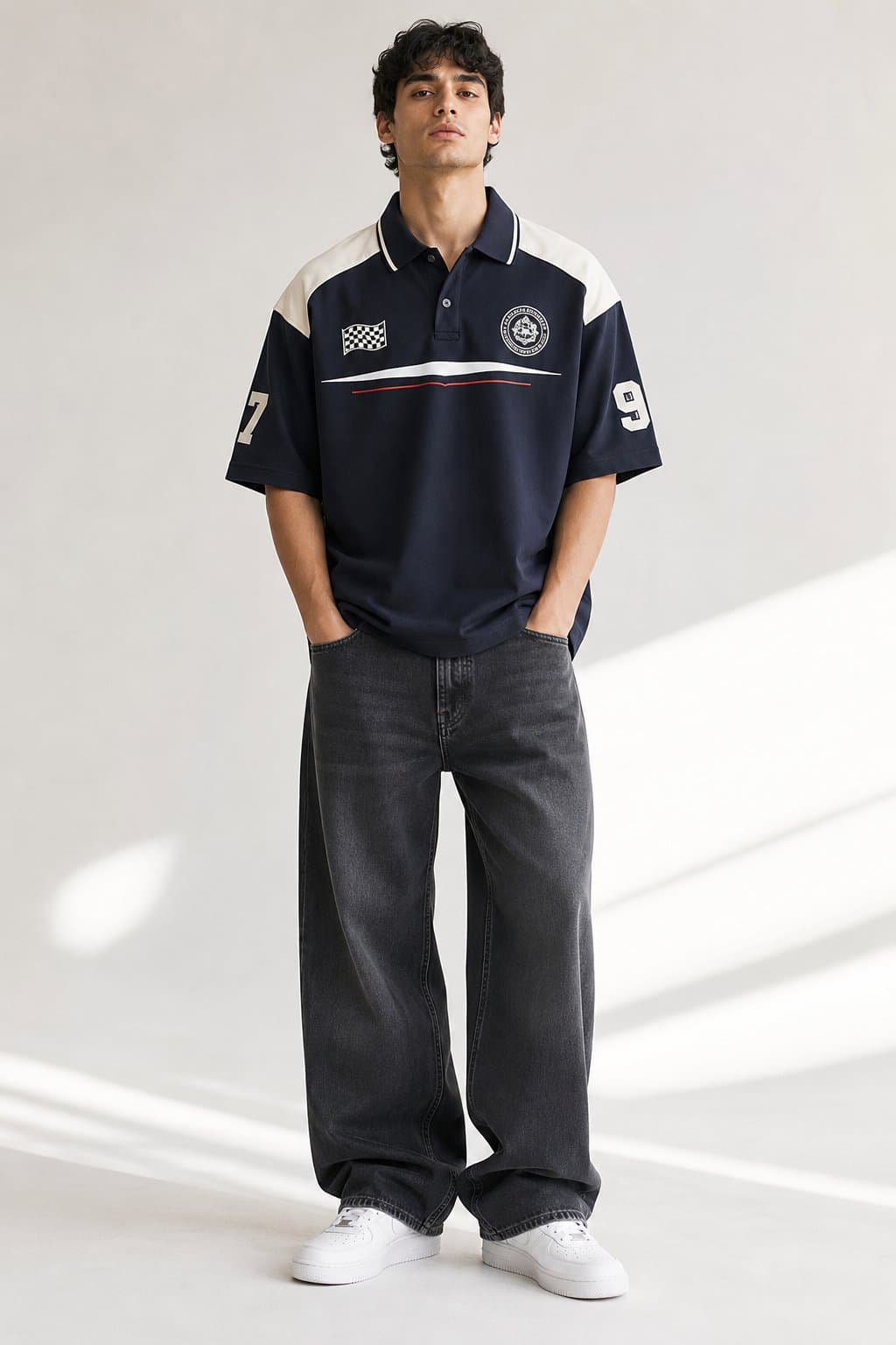 Deep Navy Motorsport Oversized Polo