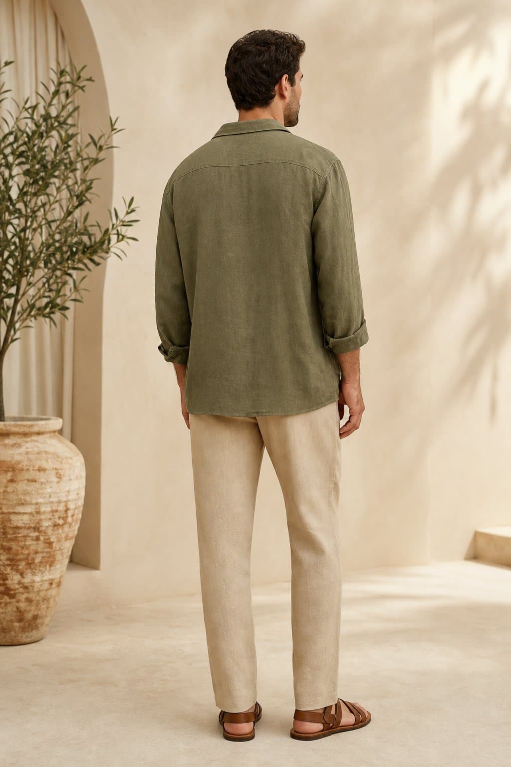 Olive Resort Linen Shirt — view 2