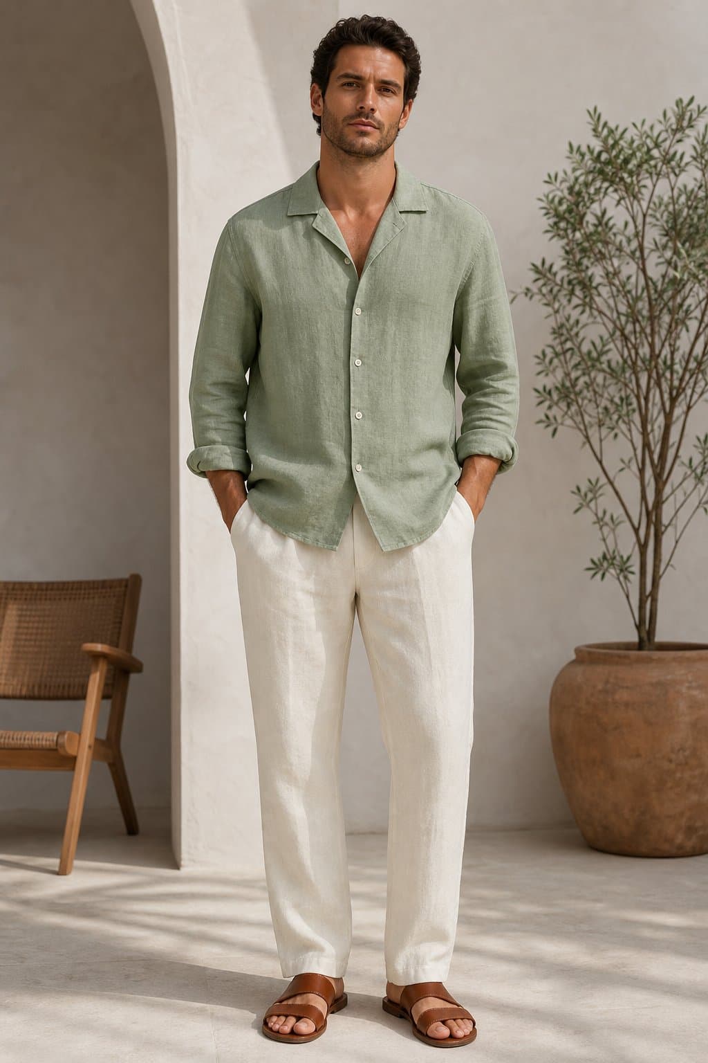 Sage Resort Linen Shirt