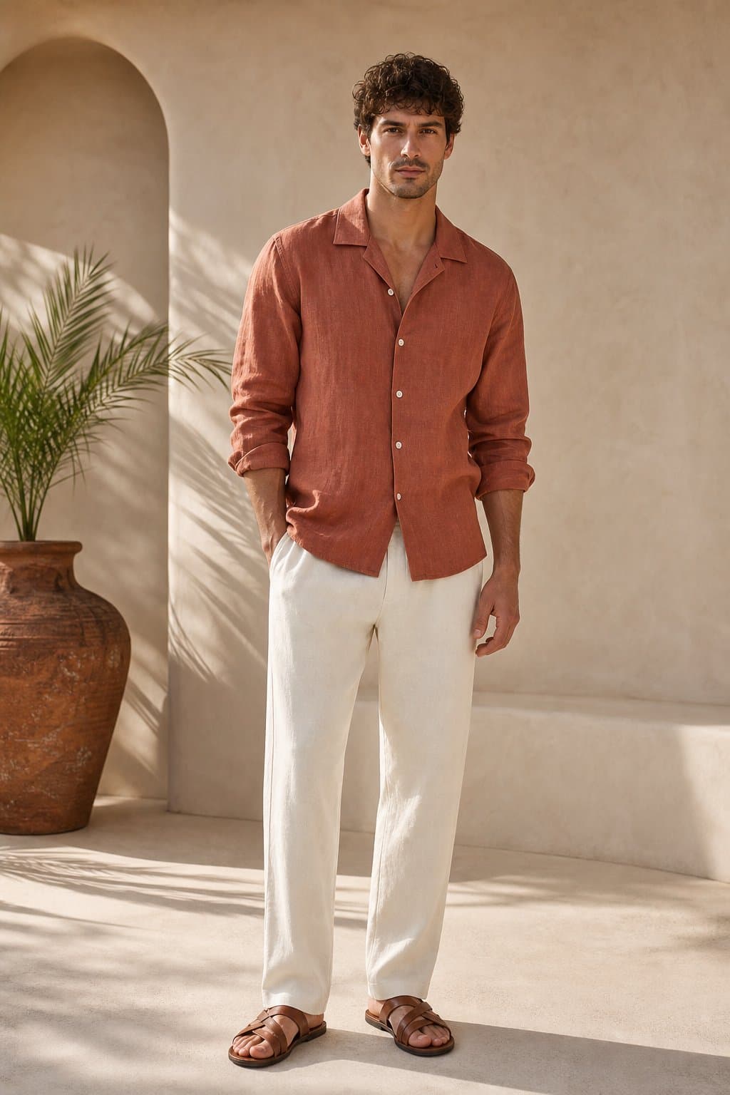 Terracotta Resort Linen Shirt