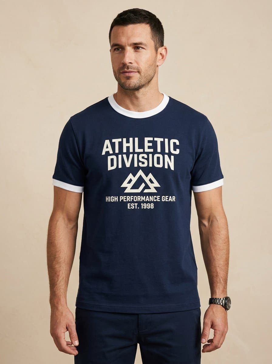 MetroGents Contrast-Trim Sports T-Shirt