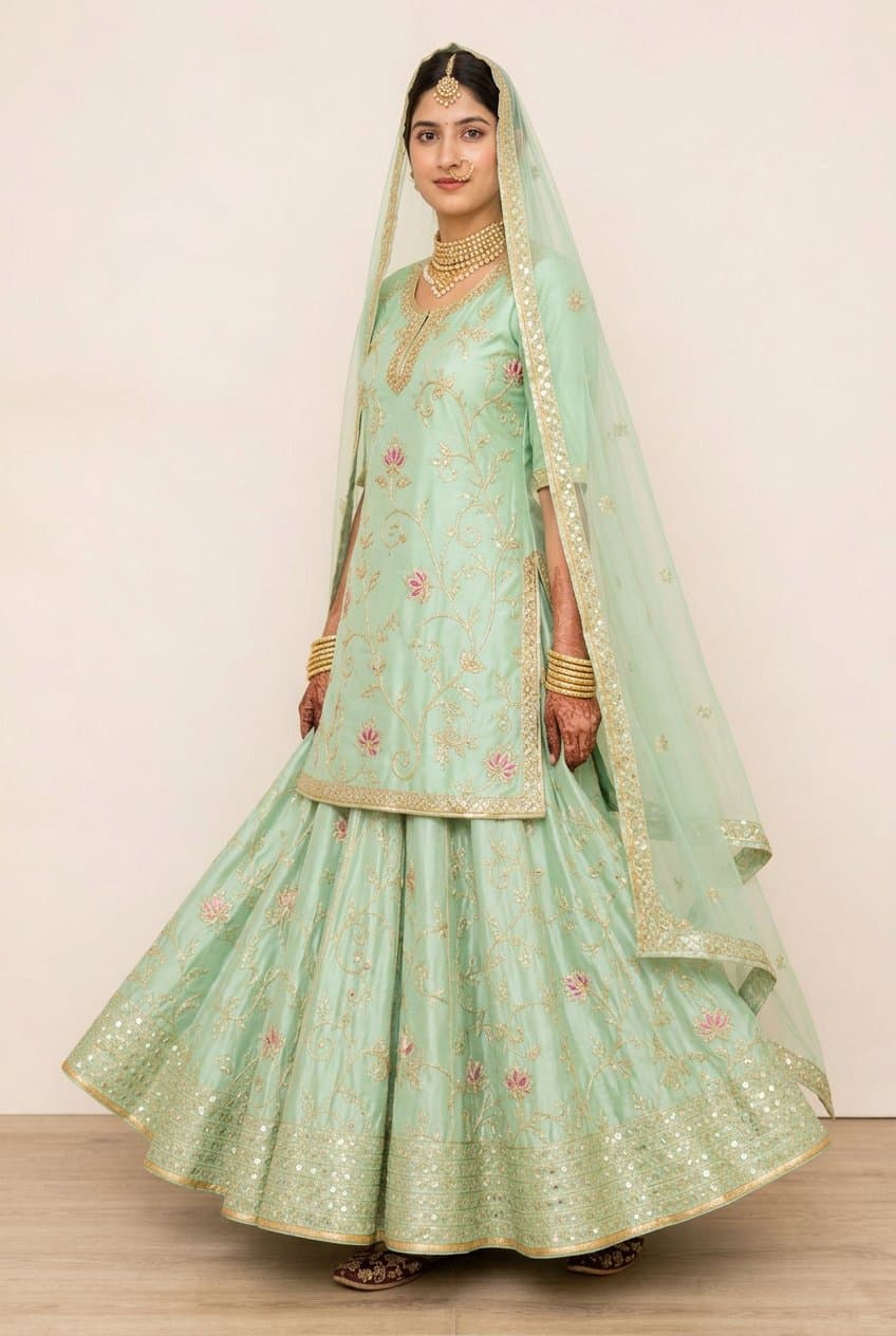 Mint Green Gota Bel Poshak — view 2