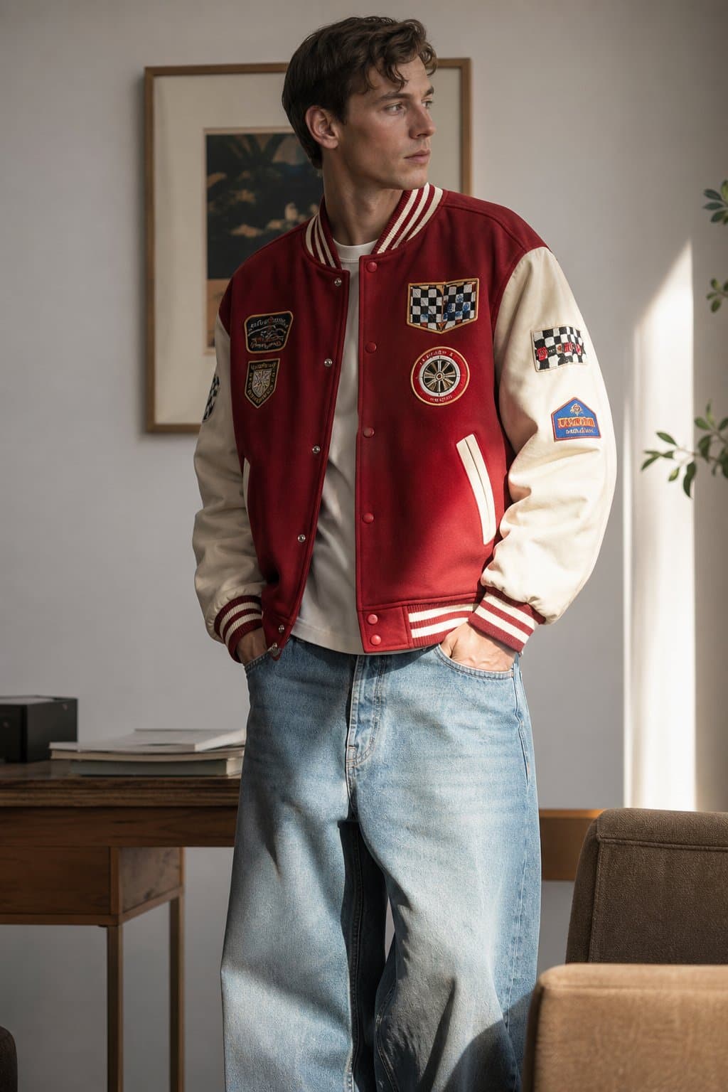 Crimson Varsity Racing Jacket — view 2