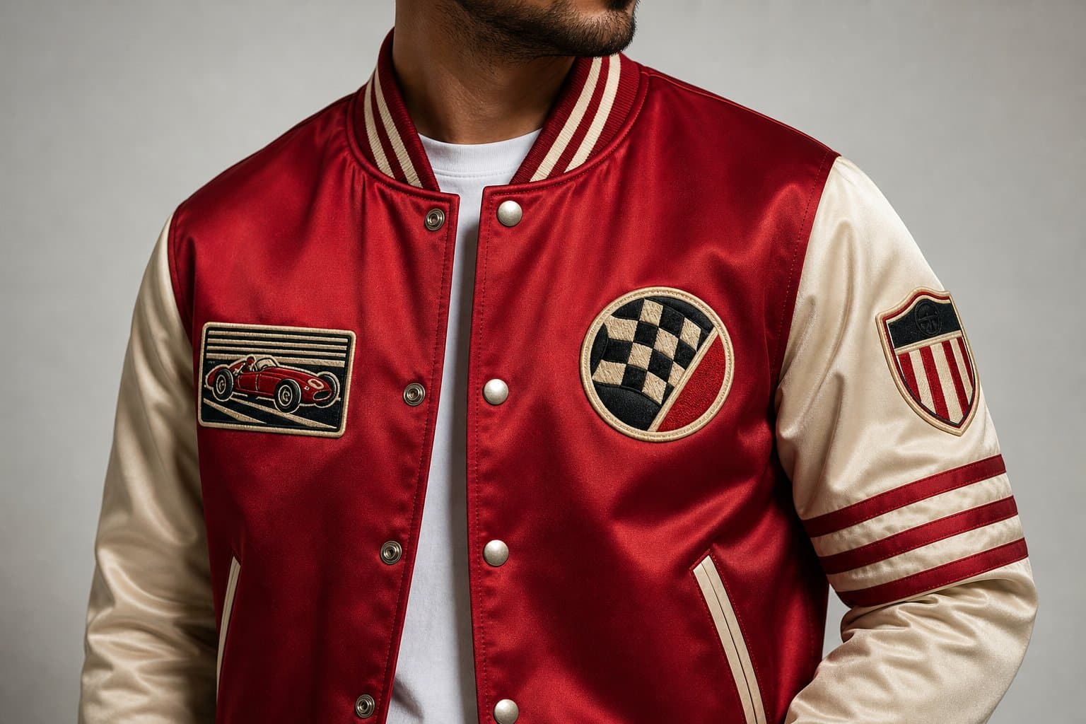 Crimson Varsity Racing Jacket — view 3