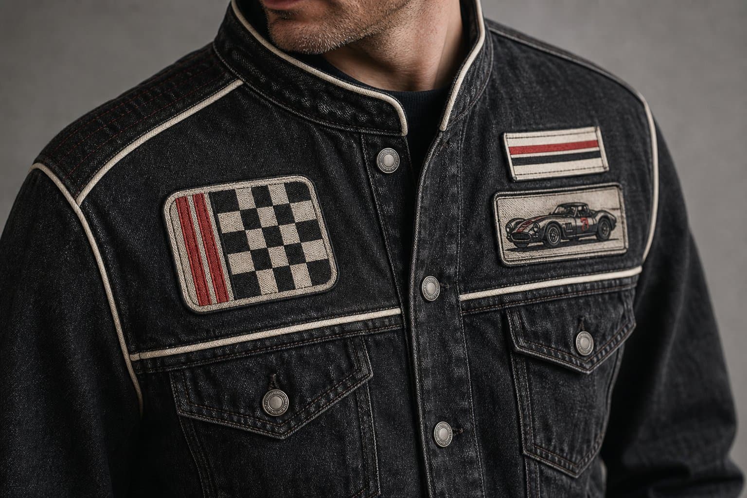 Graphite Racing Denim Jacket — view 3