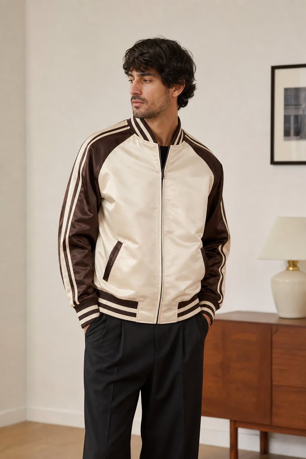 Ivory Track Racing Bomber Jacket — view 2