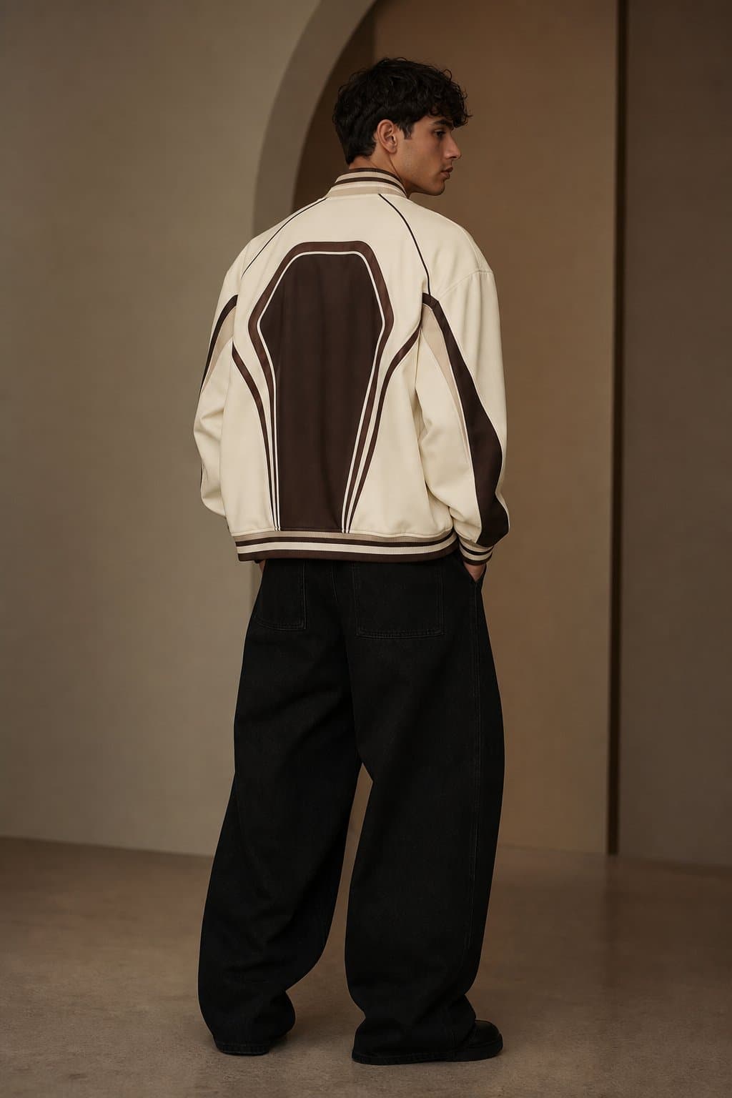 Ivory Track Racing Bomber Jacket — view 4