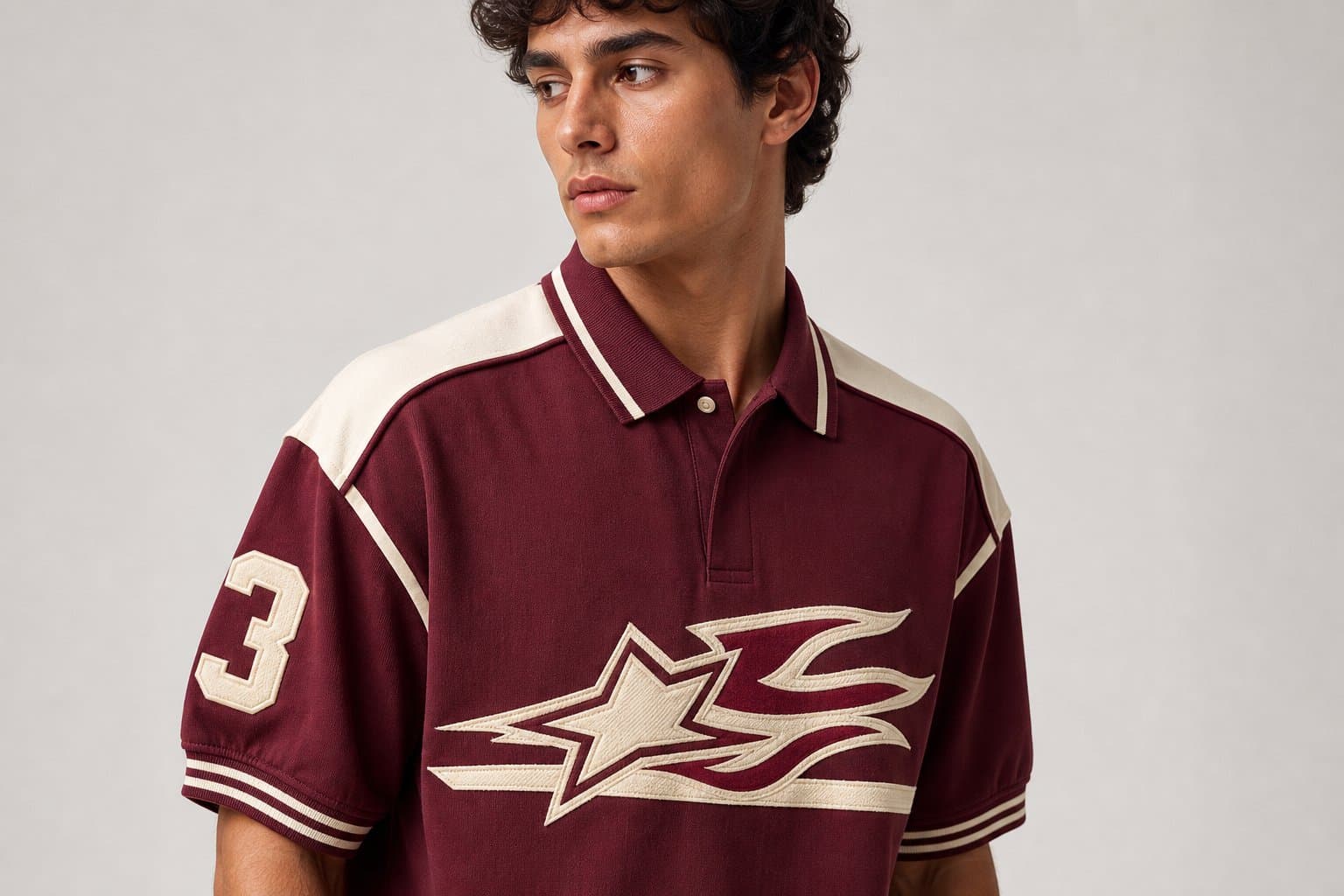 Maroon Racing Oversized Polo — view 3