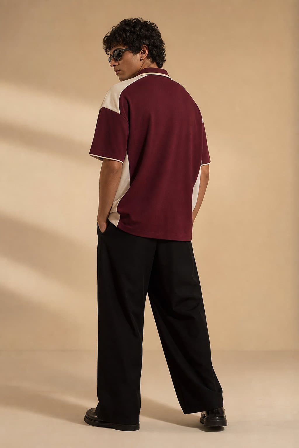 Maroon Racing Oversized Polo — view 4
