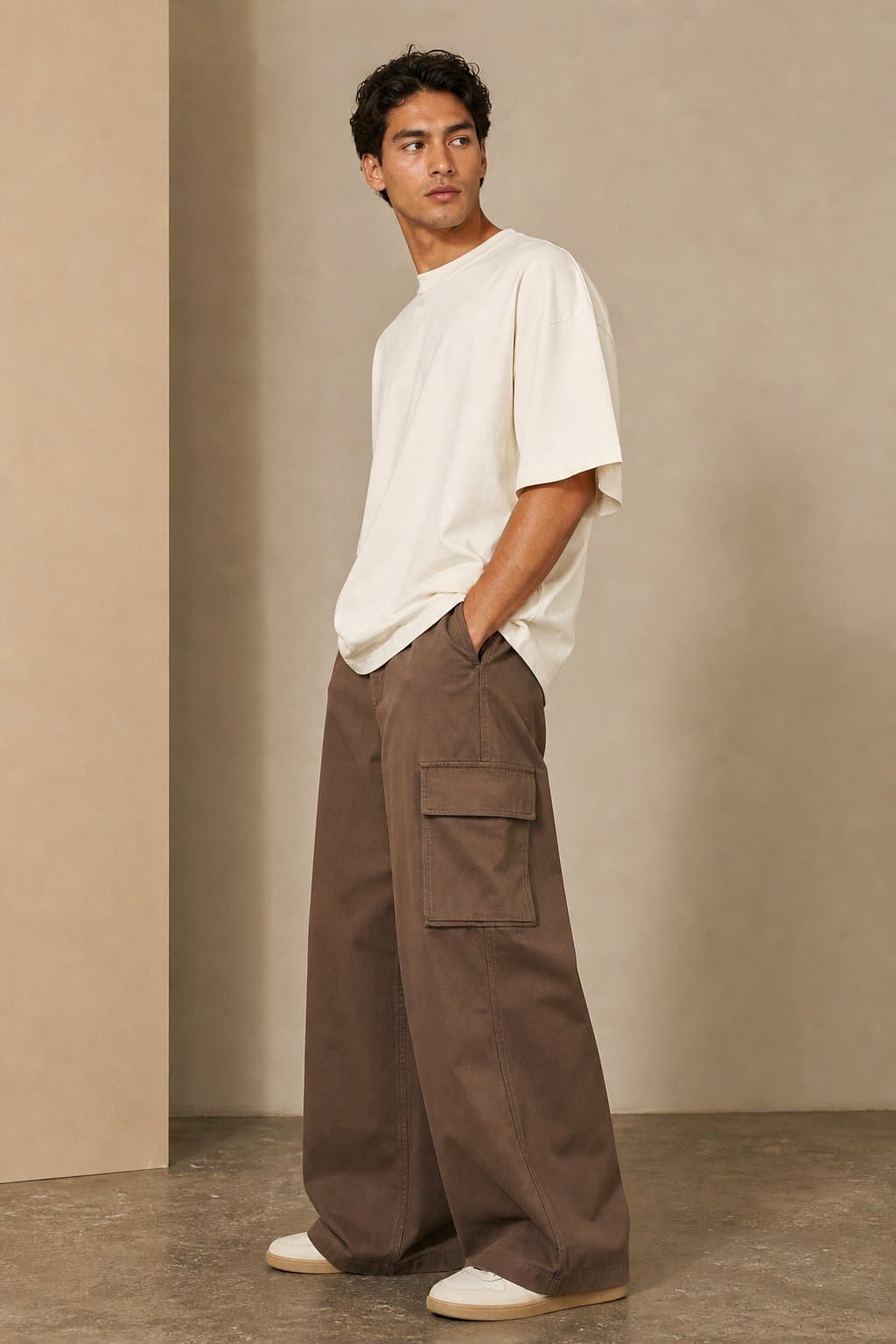 Mocha Wide-Leg Cargo Pants — view 2