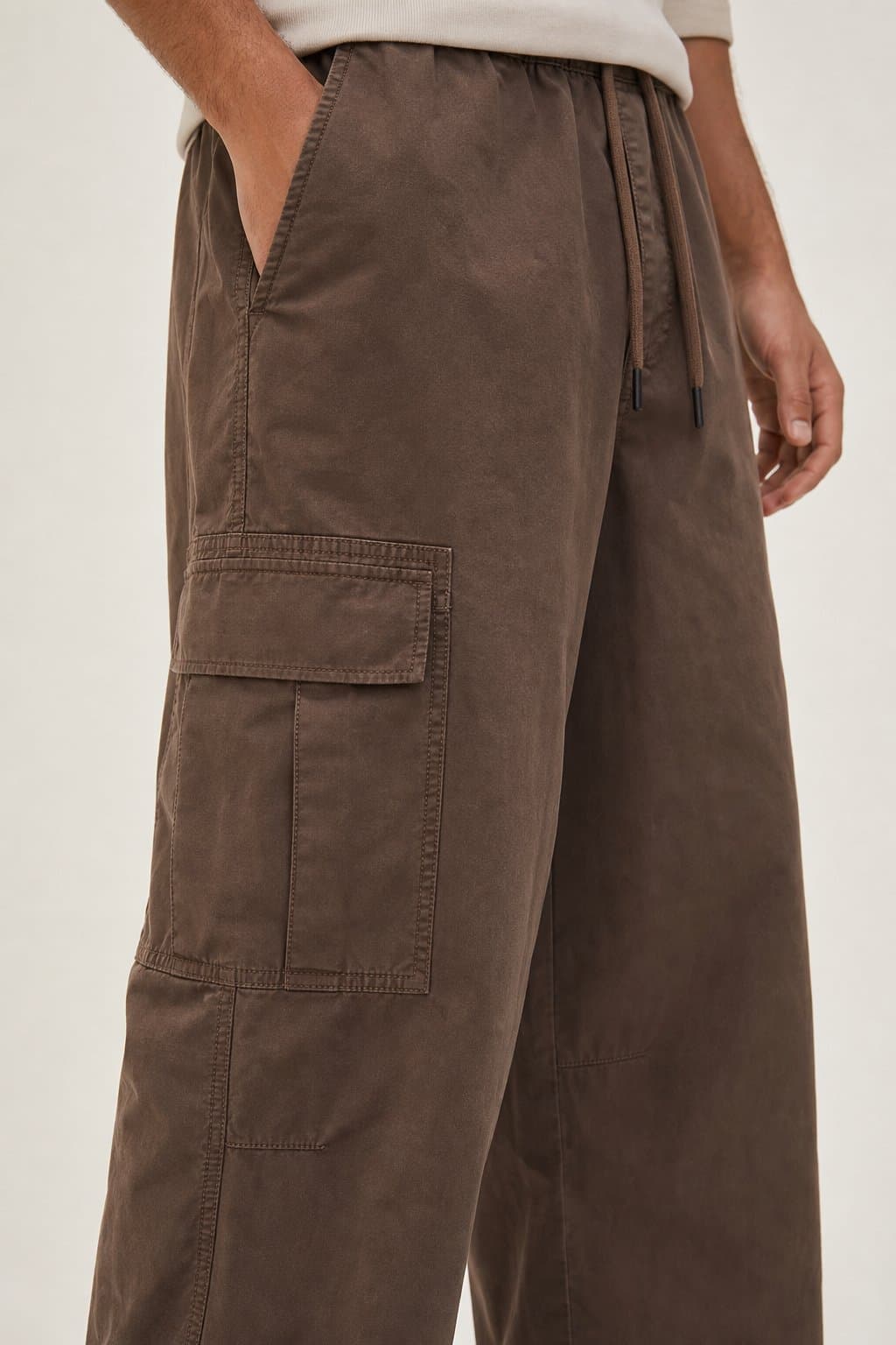 Mocha Wide-Leg Cargo Pants — view 3