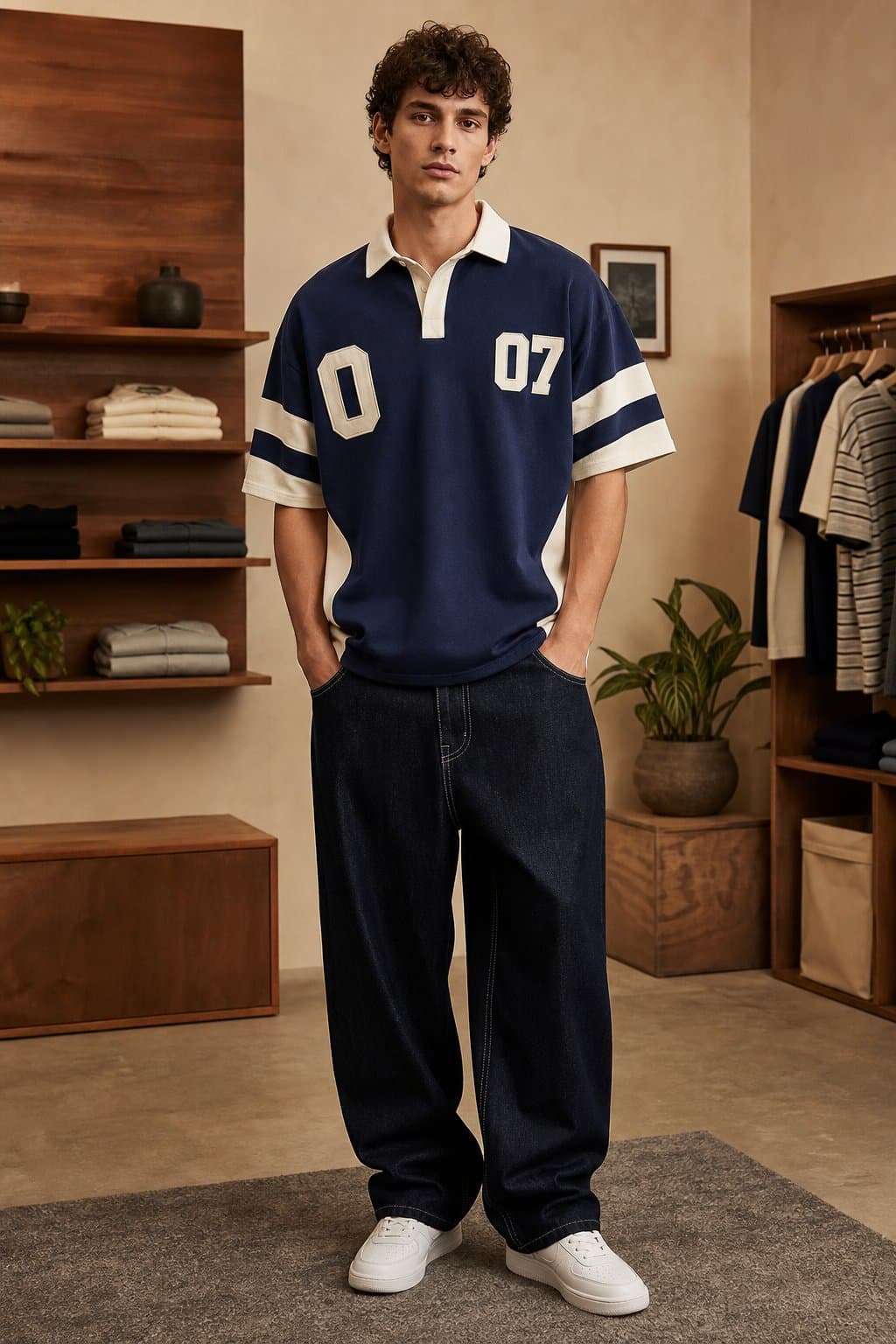 Navy Varsity Rugby Oversized T-Shirt