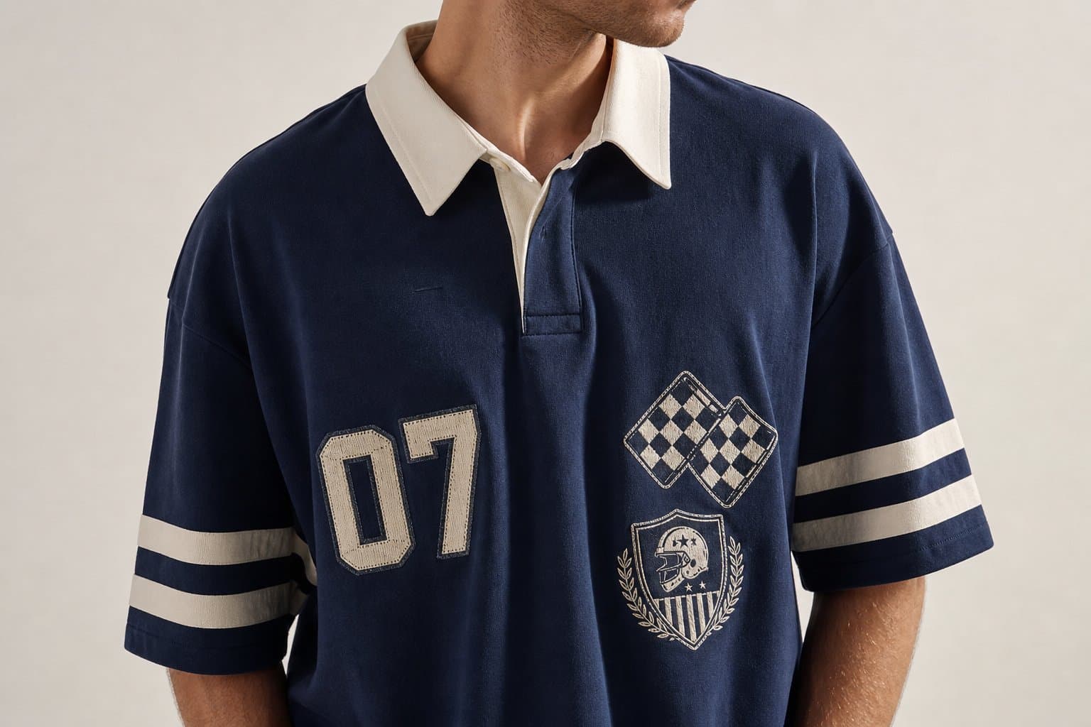 Navy Varsity Rugby Oversized T-Shirt — view 3