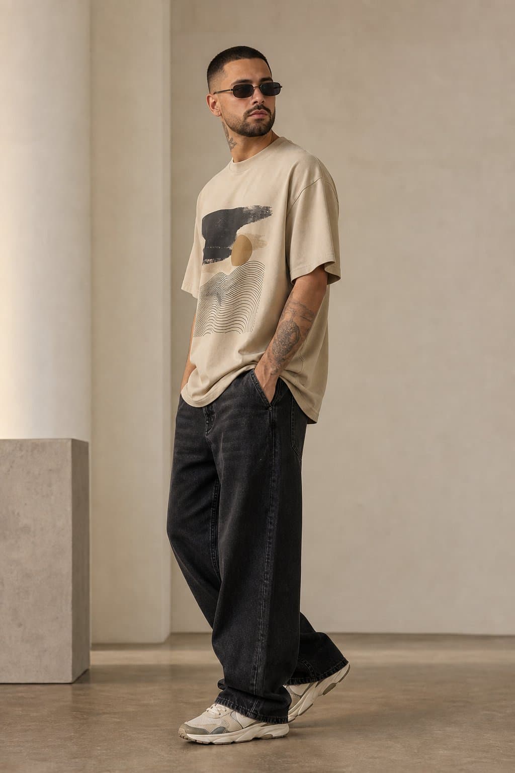 Sand Apex Oversized Graphic T-Shirt — view 2