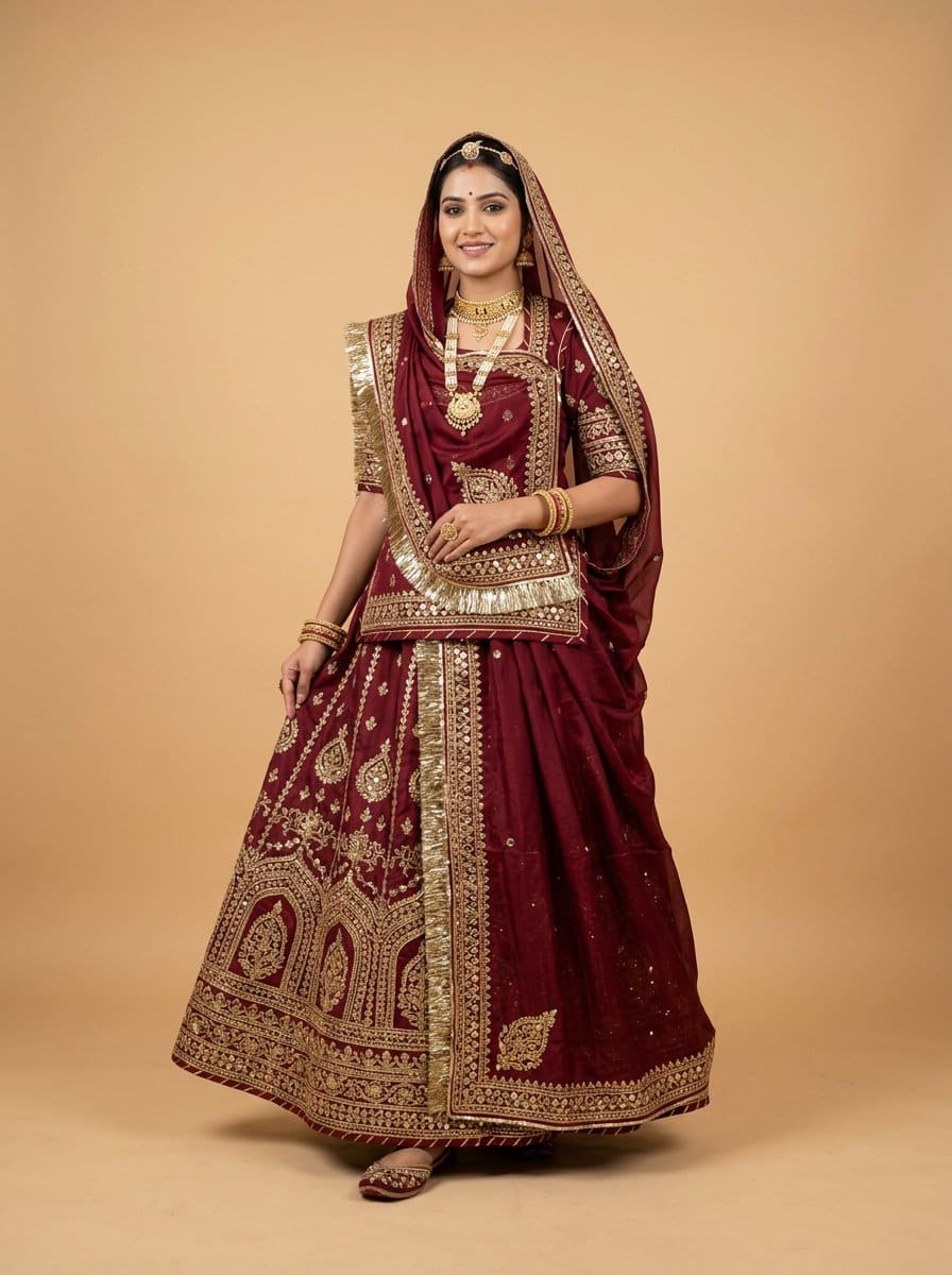 Maroon Rajputi Lehenga