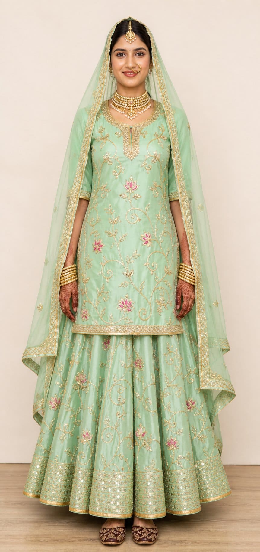Mint Green Gota Bel Poshak