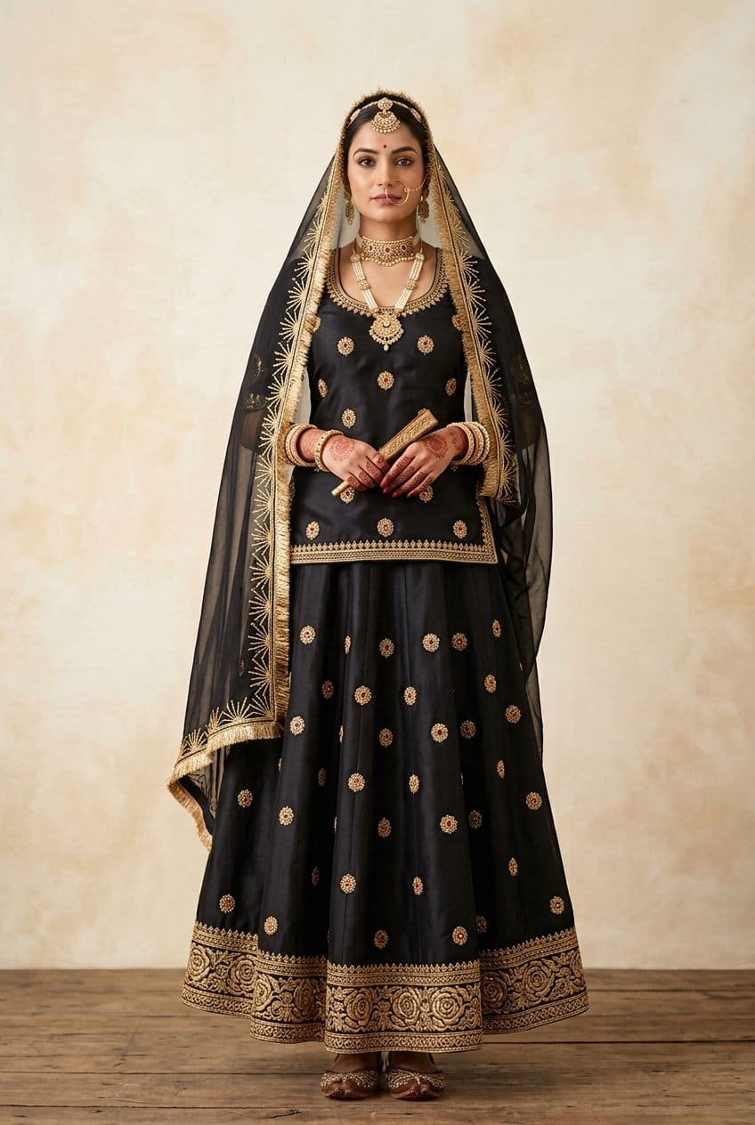Black Gold Zardozi Kiran Poshak