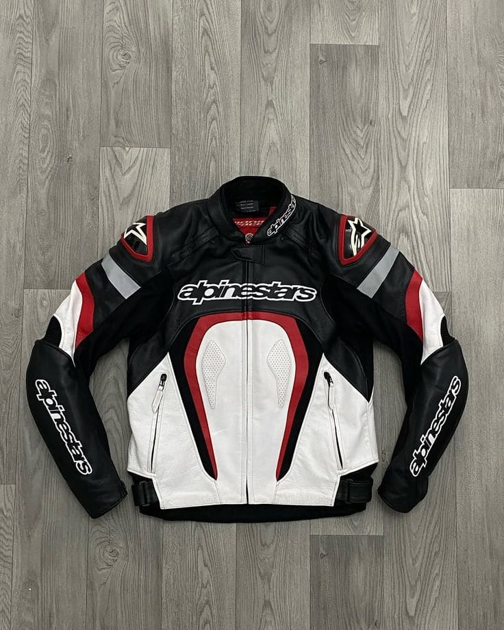 Black Color-Blocked Leather Racing Overshirt