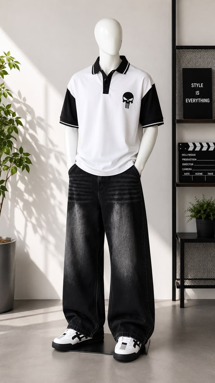 Washed Black Relaxed Washed Wide-Leg Black Jeans